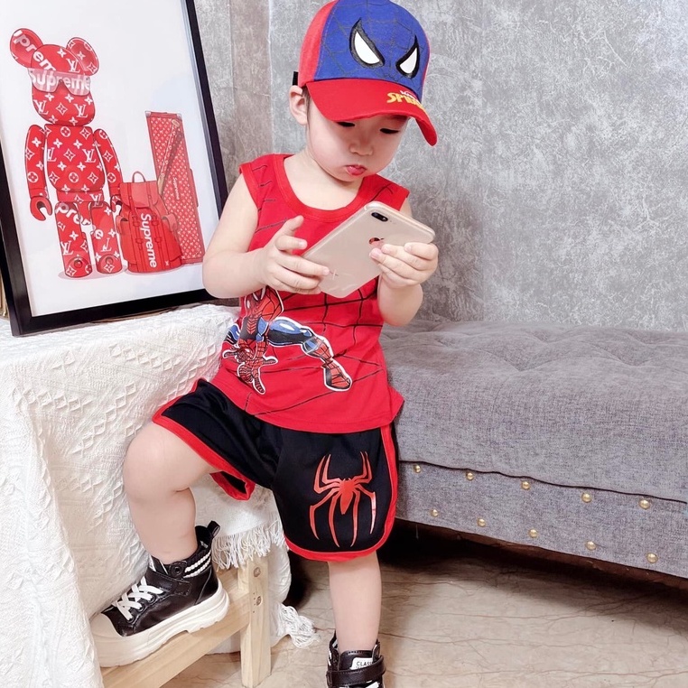 Bộ siêu nhân cho bé bộ ba lỗ siêu nhân cho bé trai 8-18kg Củ khoai tây shop chất cotton thoáng mát