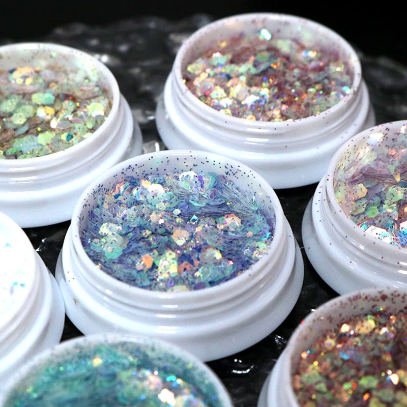 Sa Xô Đựng Kim sa Màu Cầu Vồng Lấp Lánh Trang Điểm Móng Tay Lễ Hội