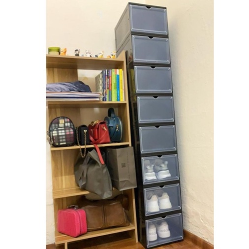 Hộp Đựng Giày Nhựa Cứng Cửa Nam Châm Cao Cấp Size To Loại Xịn Lắp Ráp Tiện Lợi