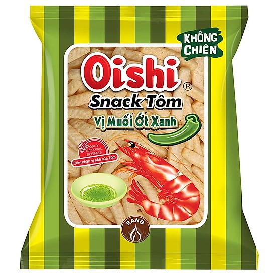 Snack Oishi Vị Tôm Muối Ớt Xanh 42gr