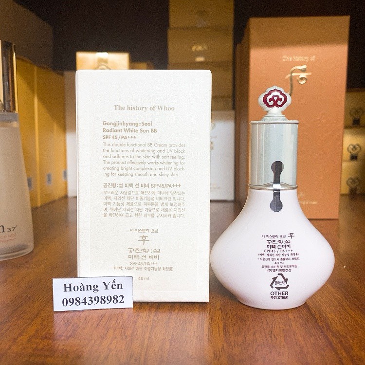 [HÀNG MỚI] Kem BB Whoo trắng, dưỡng da, chống nắng Whoo Radiant White Sun BB SPF 45/PA+++