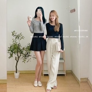 Croptop len tăm khuy cổ