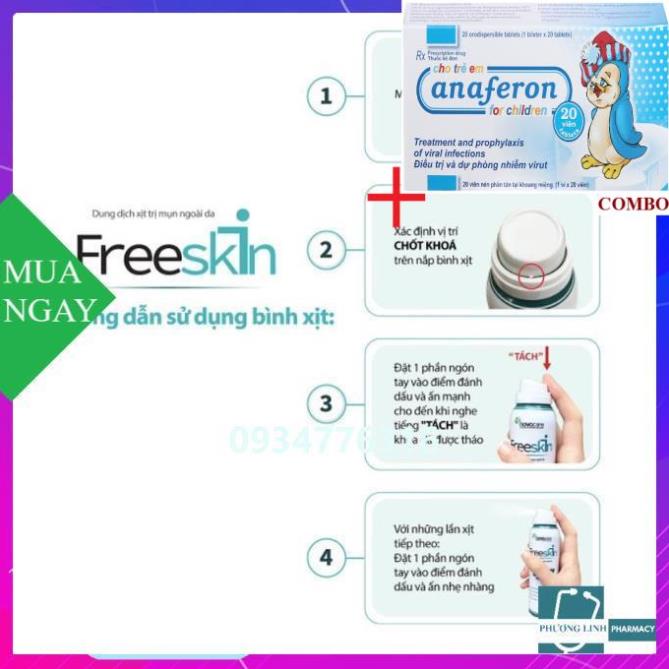 Combo Chim cánh cụt Nga+ FREESKIN - Dung dịch xịt mụn ngoài da 80ml