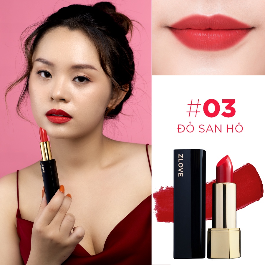 Son Lì Màu Đỏ San Hô Zlove Dưỡng Môi Mềm Mịn- Không Chứa Chì- Lên Màu Chuẩn- Hàng Chính Hãng