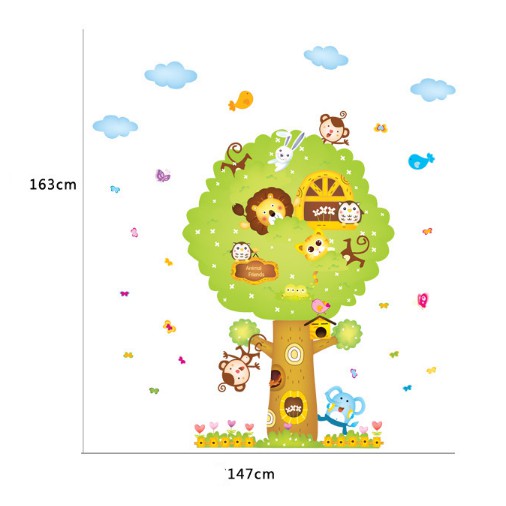 Decal trang trí nhà và thú trên Cây size lớn