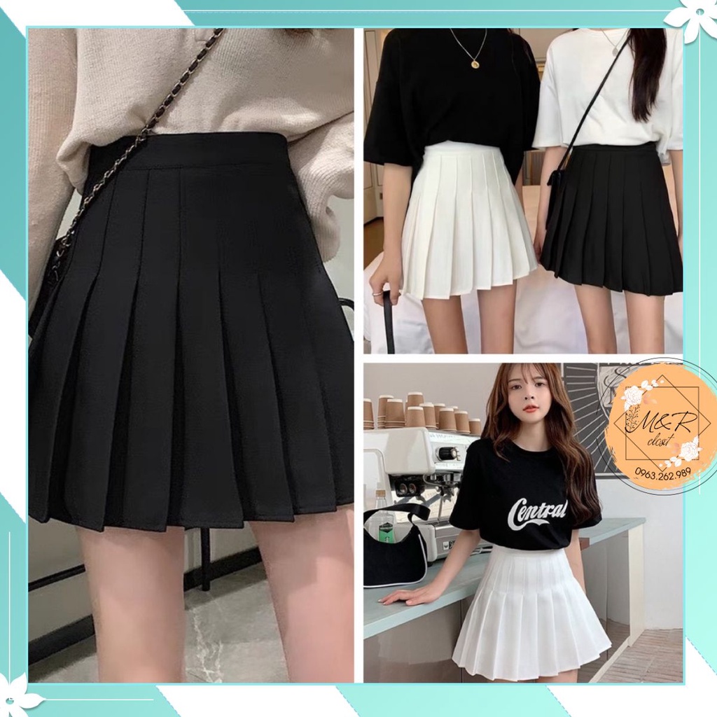 🎀Chân váy tennis xếp ly kèm quần mặc không sợ lộ