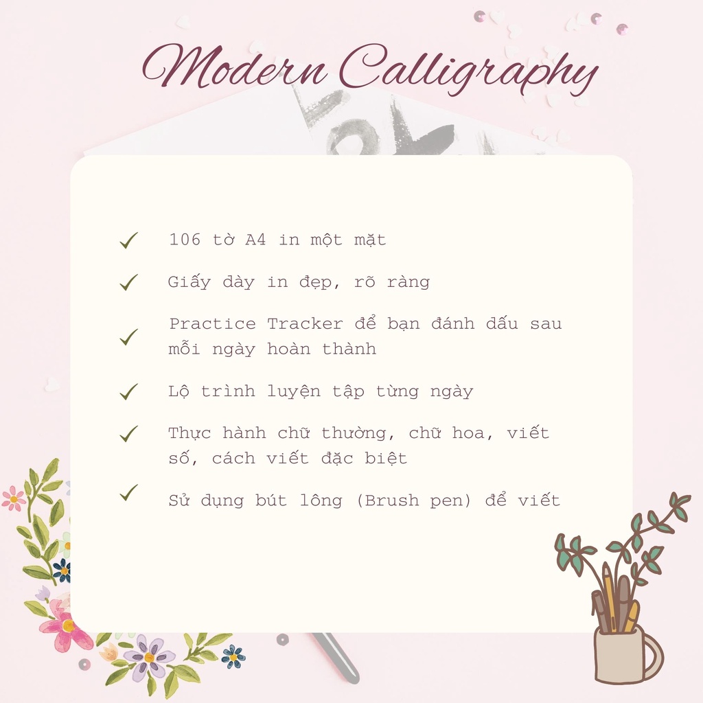 Workbook 28 Ngày Luyện Modern Calligraphy Phong Cách Hand-Lettering, Bullet Journal