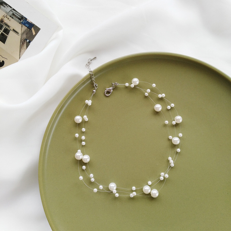 Vòng Cổ Nhiều Lớp Đính Ngọc Trai Nhân Tạo Xinh Xắn Dành Cho Nữ