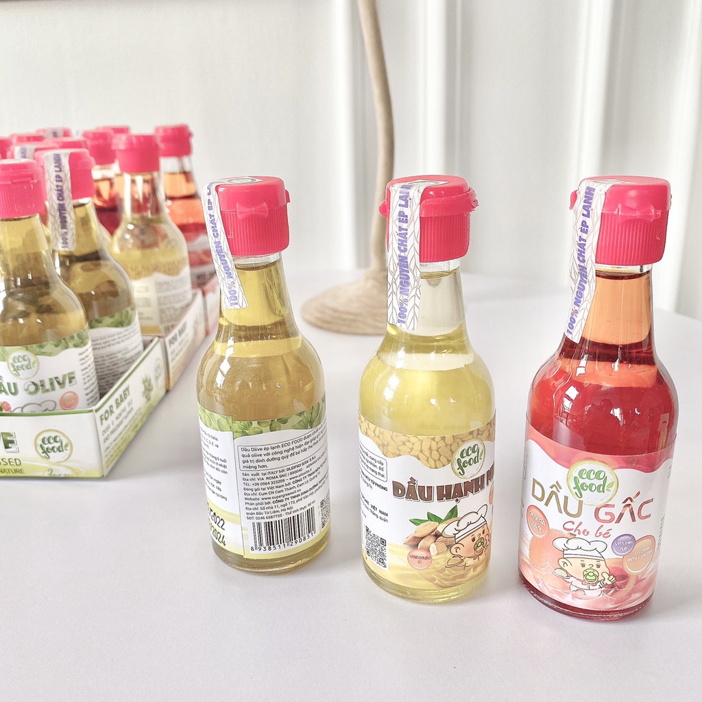 D.ầu Gấc, Hạnh Nhân, Oliu, D.ầu Ăn Dặm Eco Food Cho Bé ,100% Nguyên Chất Ép Lạnh An Toàn Cho Bé 60ml