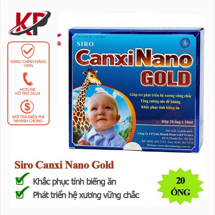 ✅ [CHÍNH HÃNG] Canxi Nano Gold GP - Hỗ trợ tăng chiều cao. giúp bé ăn khỏe, tiêu hóa tốt, phát triển xương răng