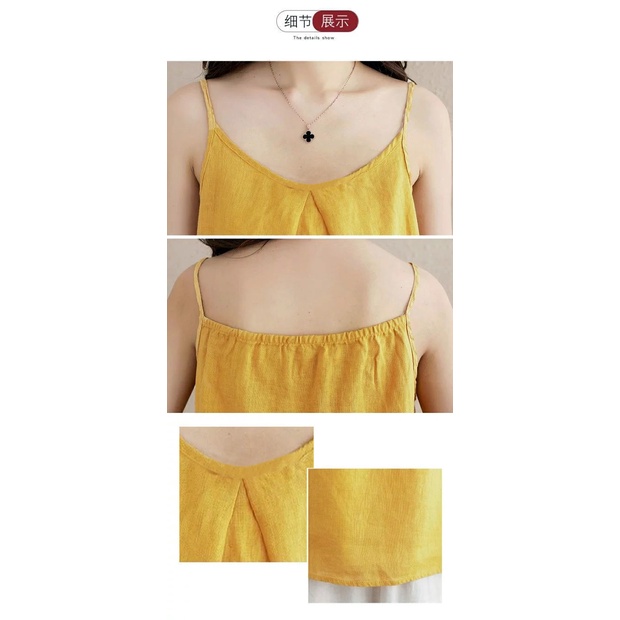 Áo hai dây dáng rộng vải cotton lanh dễ phối đồ có size lớn m-3xl thời trang mùa hè cho nữ | BigBuy360 - bigbuy360.vn
