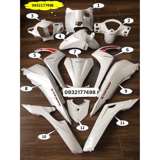 NHỰA MÀU 12 MÓN VISION TRẮNG TEM ĐỎ  ZIN CHÍNH HÃNG HONDA