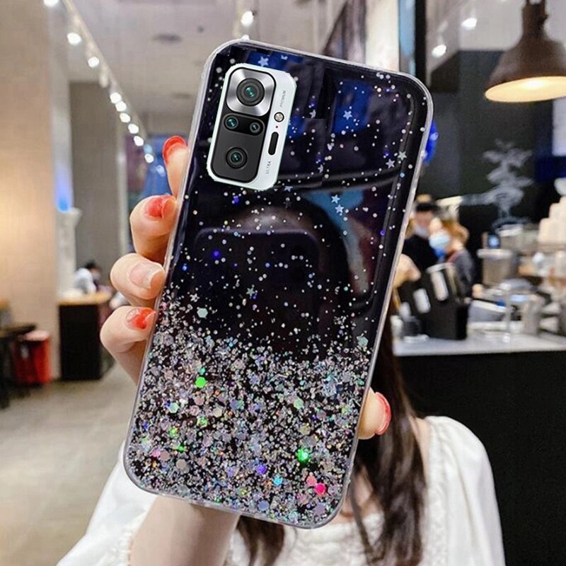 Ốp lưng mềm phối kim tuyến cho Xiaomi Mi Redmi Note 10 Poco F3 X3 Pro