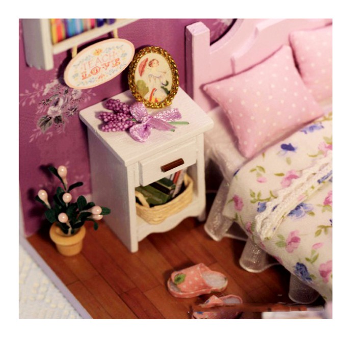 Đồ Chơi Mô Hình Nhà Gỗ Diy Cute Room No H001 ( Tặng Kèm Mica + Keo)