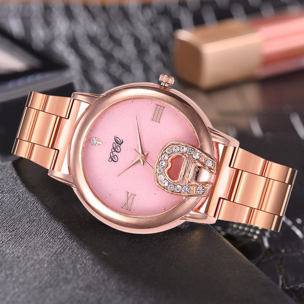 Đồng hồ analog máy quartz nữ màu rose gold