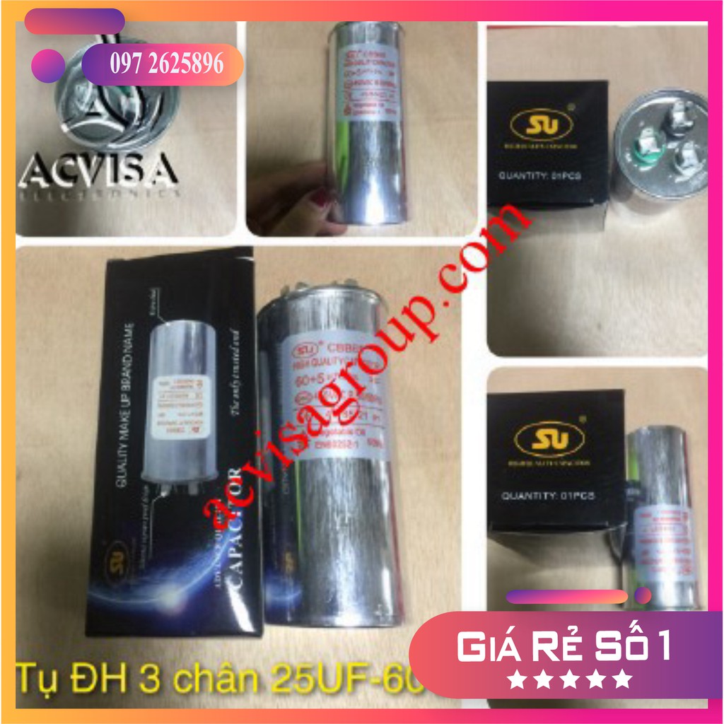 Tụ Điều Hòa 3 Chân (25µF + 1.5µF đến 60µF + 5µF)