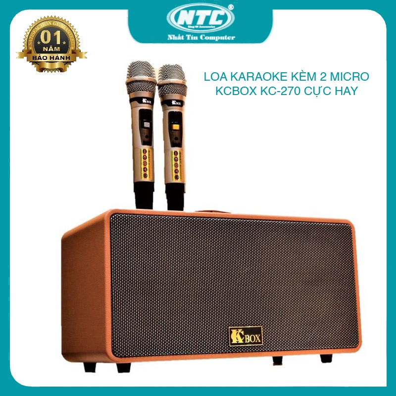 Loa kéo Karaoke bluetooth KCBOX KC270 công suất RMS 100W vỏ gỗ cực đẹp + kèm 2 micro không dây (nhiều màu)