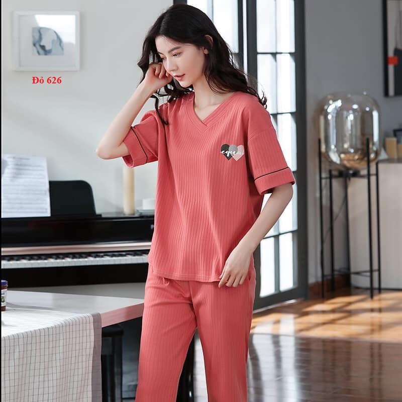 SH626 Bộ mặc nhà nữ quần lửng thun cotton cao cấp hàng nhập