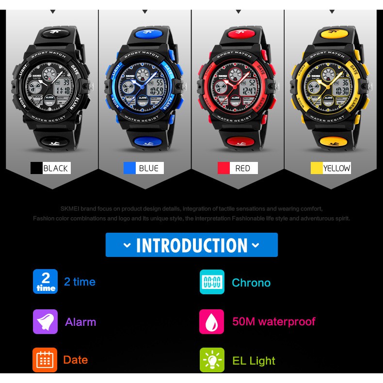 Đồng hồ đeo tay kỹ thuật số SKMEI 1163 thiết kế đèn nền kép chống sốc chống thấm nước cho trẻ | BigBuy360 - bigbuy360.vn