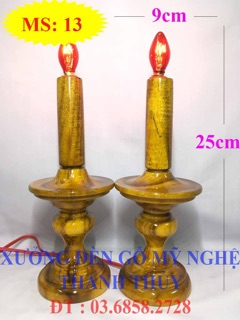 Đèn đĩa bàn thờ điện - mẫu lớn - gỗ tràm ms: 13