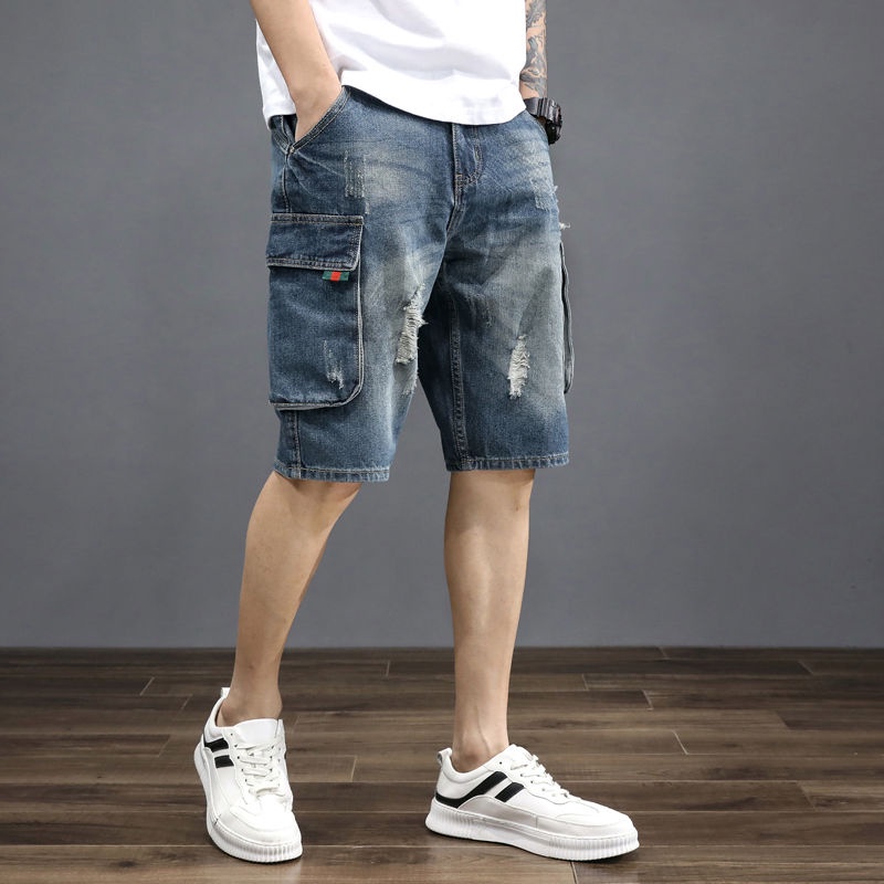 Quần Short Denim Ống Rộng Phong Cách Hàn Quốc Dành Cho Nam