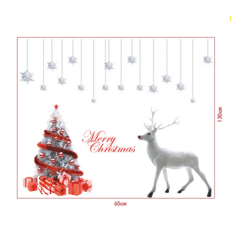 Decal trang trí Noel Hít Tĩnh Điện - Rèm sao phối nai bạc cao cấp