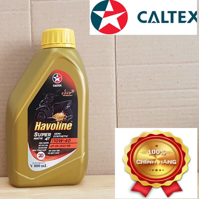 Nhớt xe tay ga cao cấp Bán tổng hợp Caltex Super Matic SN 800ml