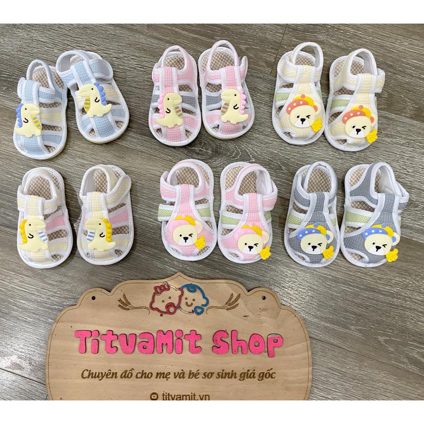 Dép đế kếp cho bé, dép tập đi cho bé có đế cao su chống trơn trượt 6-18 Tháng