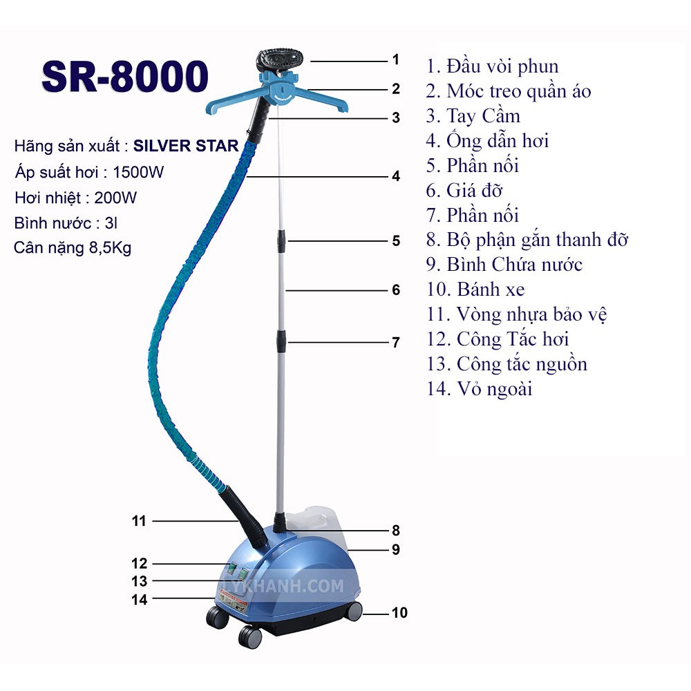 Bàn ủi hơi nước đứng công nghiệp SR-8000 SILVER STAR - Hàng chính hãng