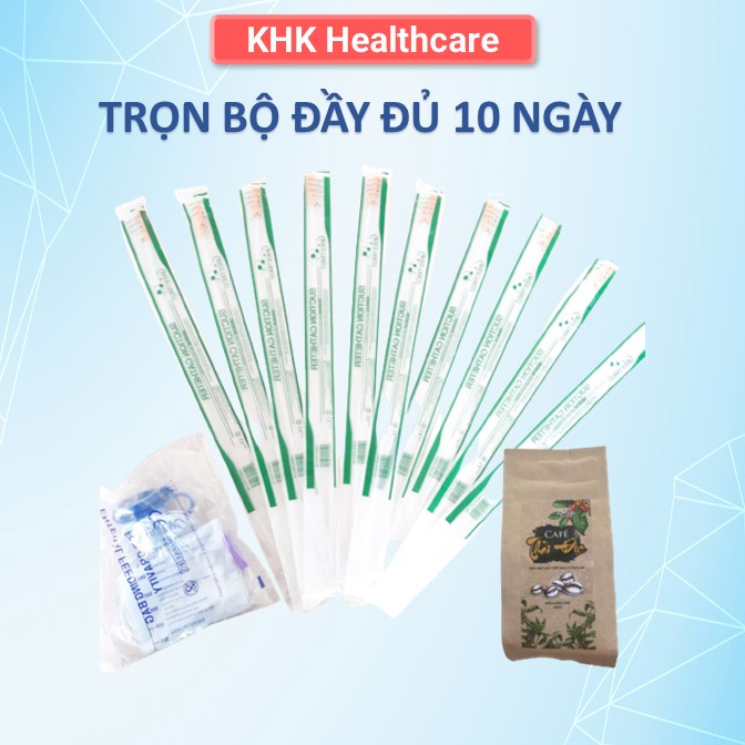 Trọn bộ thải độc đại tràng Gerson, thải độc cà phê (1 túi súc ruột Enema + 10 dây nối + 1 túi cafe thải độc)