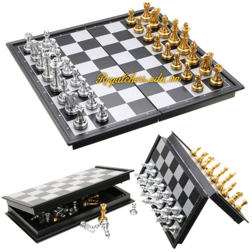 Bộ cờ vua nam châm vàng bạc lớn (Size L) ROYALCHESS