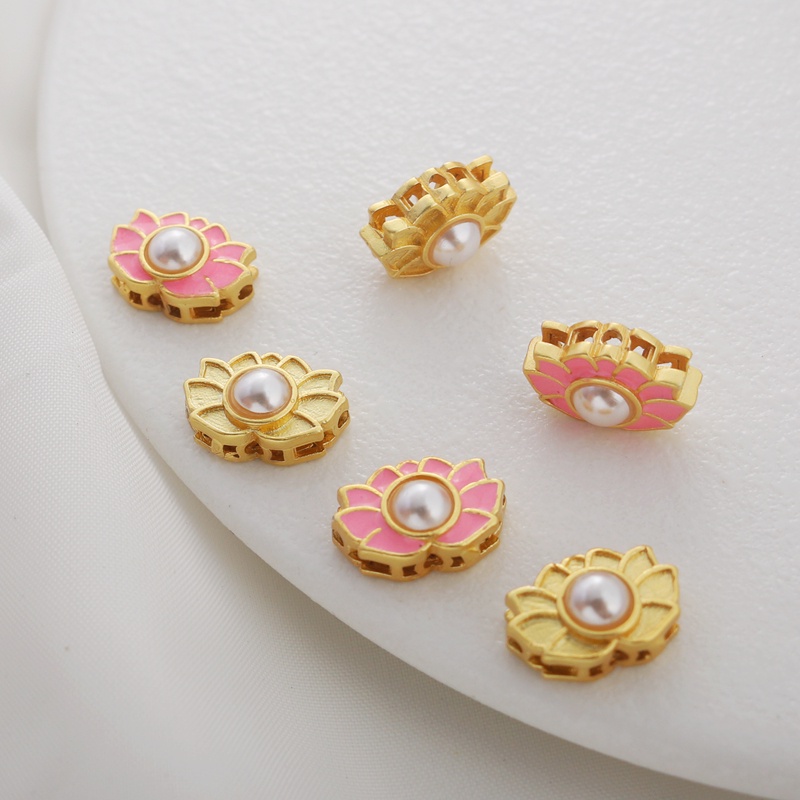 Hạt Xỏ Hình Cá/Hoa Sen/Cá Vàng 18k Màu Vàng Kim 9x14mm Làm Vòng Tay/Vòng Cổ diy