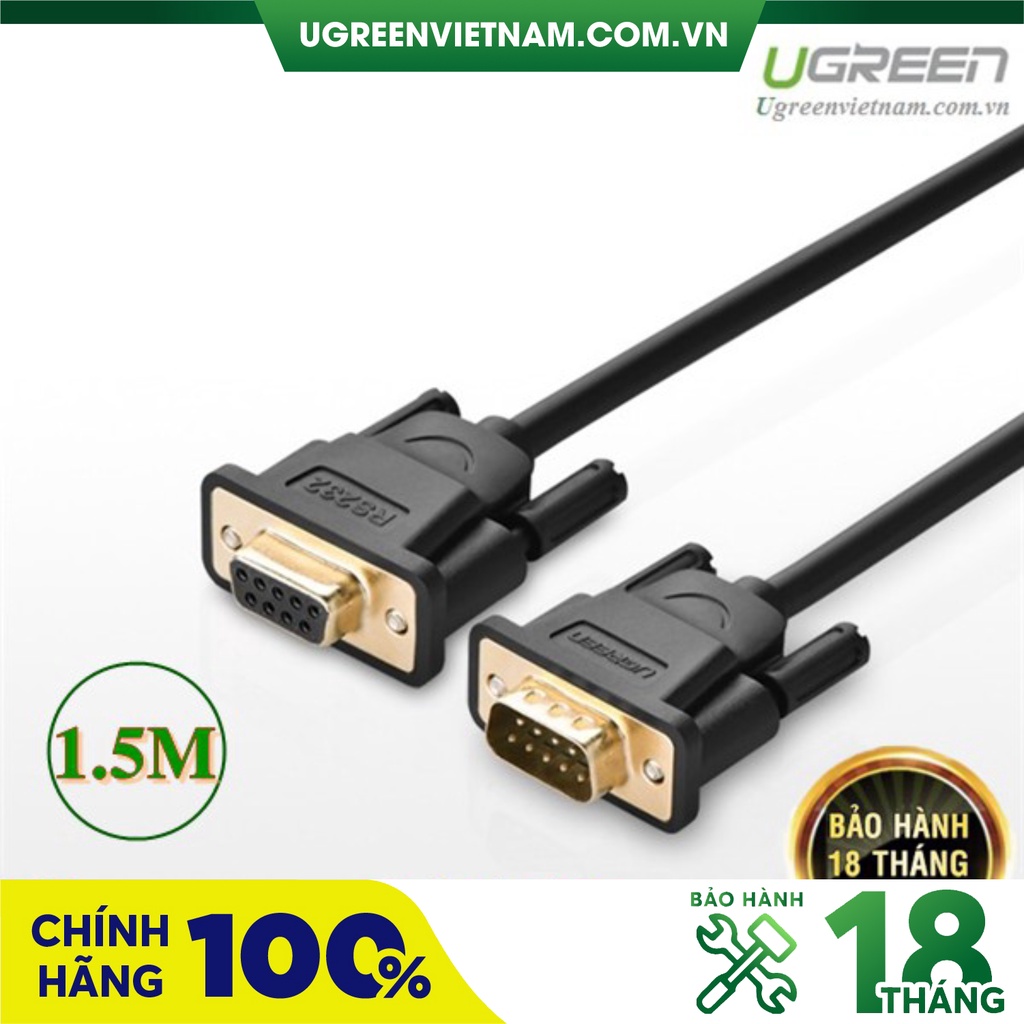 Cáp cổng Com Rs232 9 chân dương sang Com 9 chân âm (9M/9F) dài 1,5m chính hãng Ugreen 20145