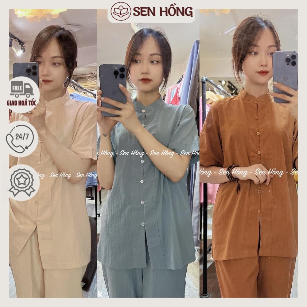bộ quần áo Phật tử vải đũi Nhật có độ thô nhẹ - cổ tàu cao truyền thống, cúc nhựa dễ cài, áo lam đi chùa nam nữ BN02