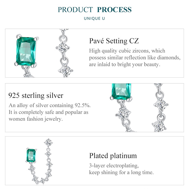 Bông tai Bamoer bạc s925 đính đá thời trang cho nữ