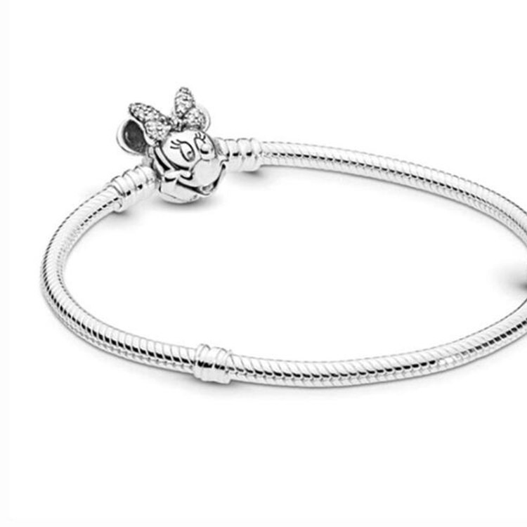 Dây Chuyền Mạ Bạc 925 Mặt Hình Chuột Minnie Lấp Lánh