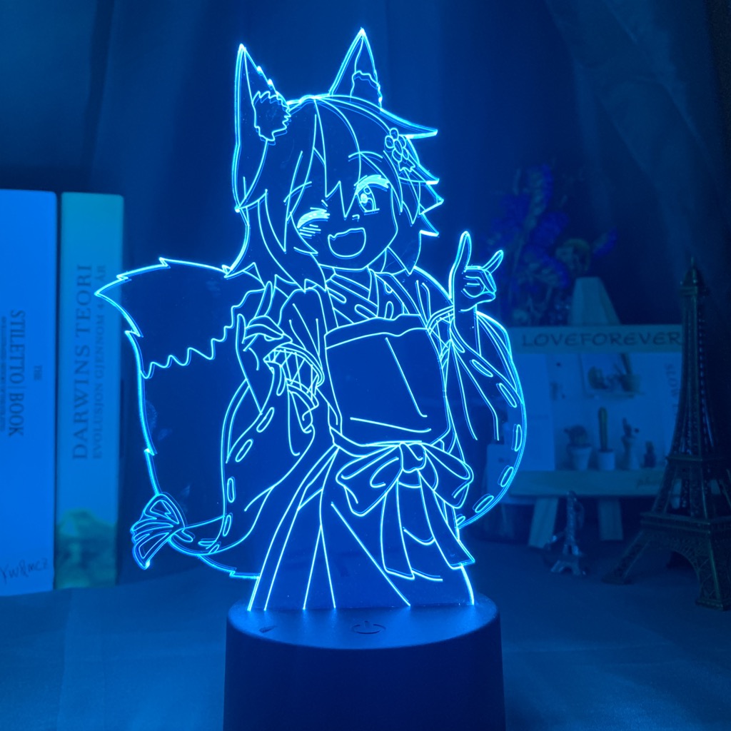 Đèn ngủ đổi màu 3D hoạt hình The Helpful Fox Senko San sạc pin USB trang trí phòng ngủ cho nữ