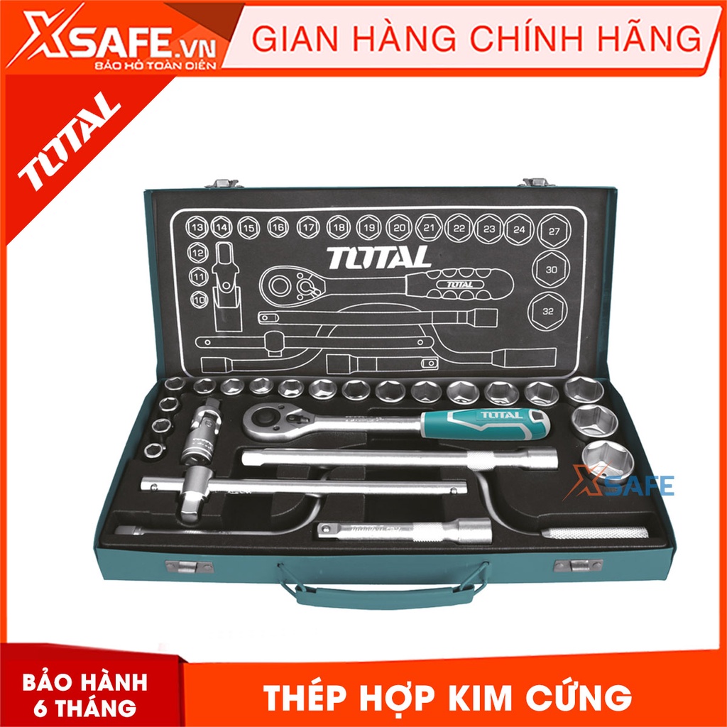 Bộ đồ nghề 26 chi tiết TOTAL THT141253 Bộ dụng cụ cần siết 2 chiều kèm Socket chất liệu CRV DR, phủ lớp chống gỉ sét