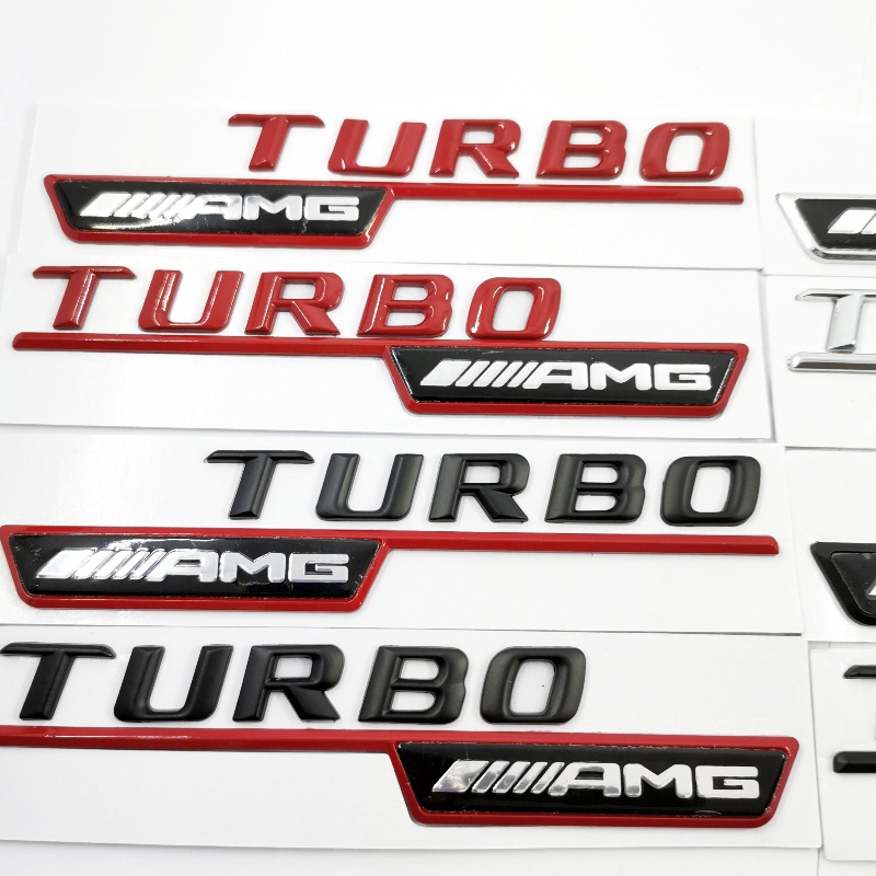 2 x Metal AMG TURBO Letter Logo Car Auto Decorative Emblem Badge Sticker Decal For Mercedes Benz AMG
