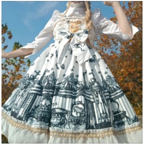 Đầm hai dây thiết kế chéo phong cách lolita gothic màu tối