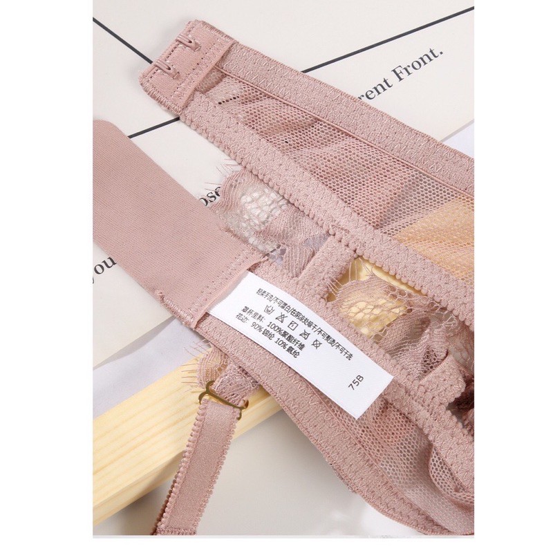 Bộ đồ lót B027 PD khuy vàng ren mút mỏng có gọng | BigBuy360 - bigbuy360.vn