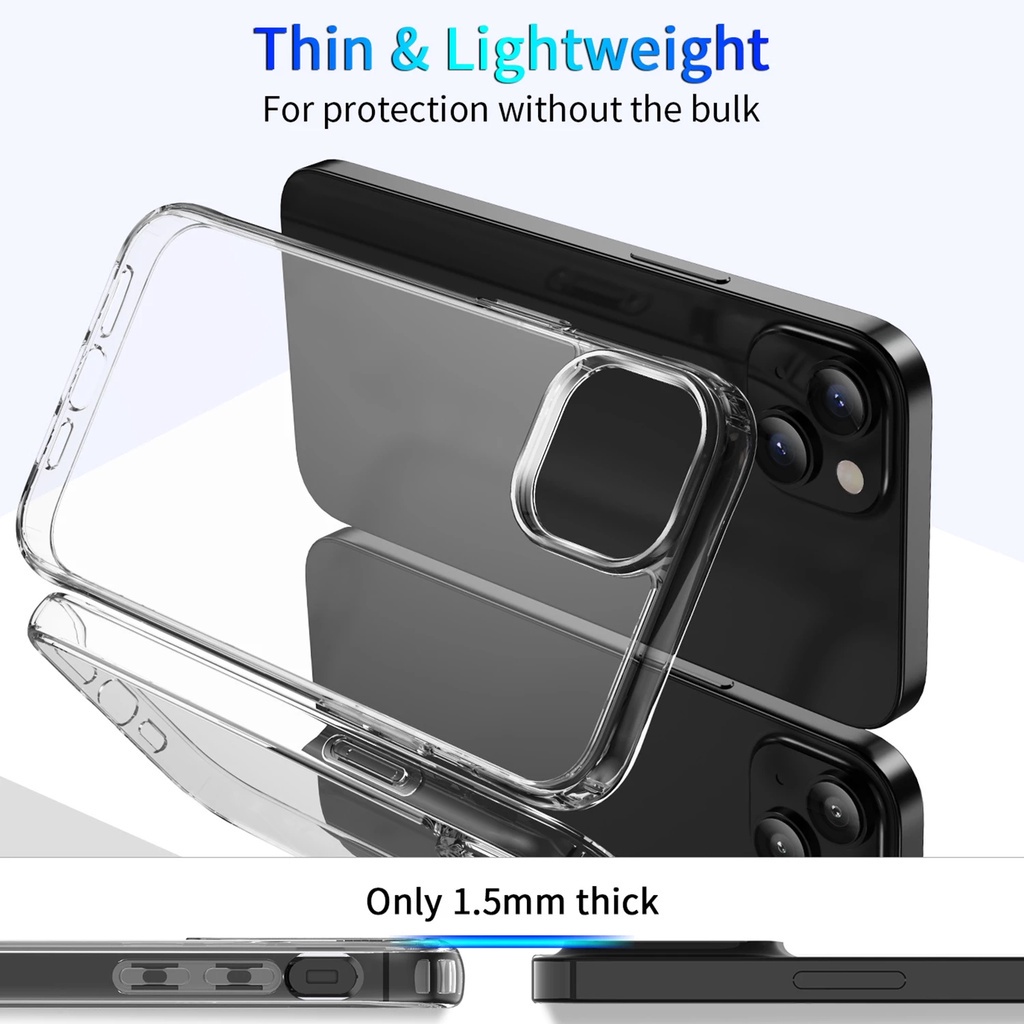 Cell Phone Full Body Protection For iPhone 14/14 Pro/14 Plus/14 Pro Max Silicone Soft Cases Shockproof Ultra-thin Clear Phone Case Transparent Cover
