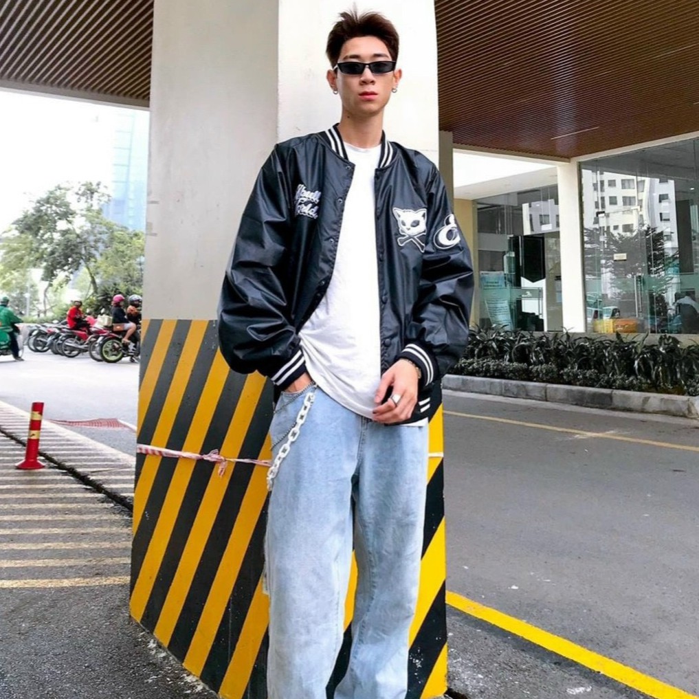 Áo khoác bomber dù unisex bóng chày form rộng Mèo Lâu nam nữ ulzzang Wind | BigBuy360 - bigbuy360.vn