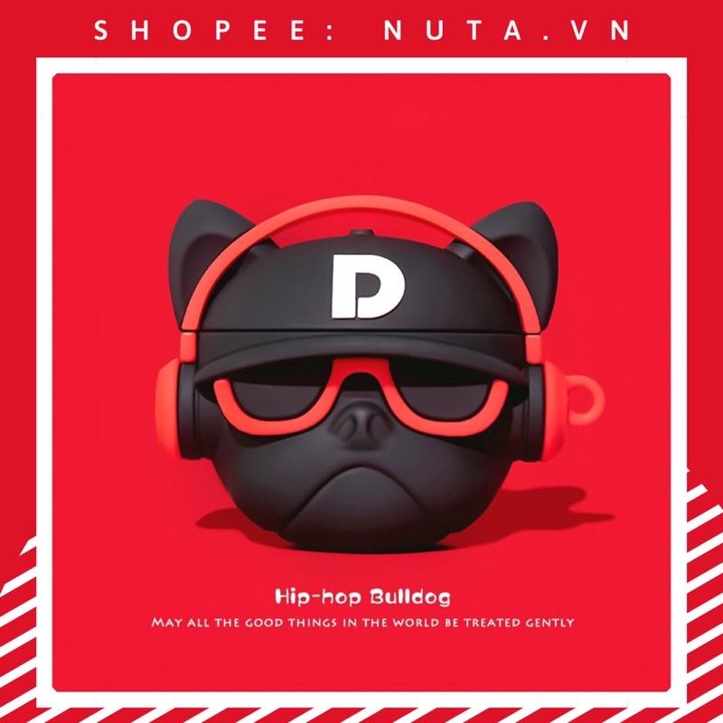 Vỏ bảo vệ tai nghe bluetooth Airpods bằng Sillicone dẻo, ốp Case cute, Airpods 2/pro BULL DOG