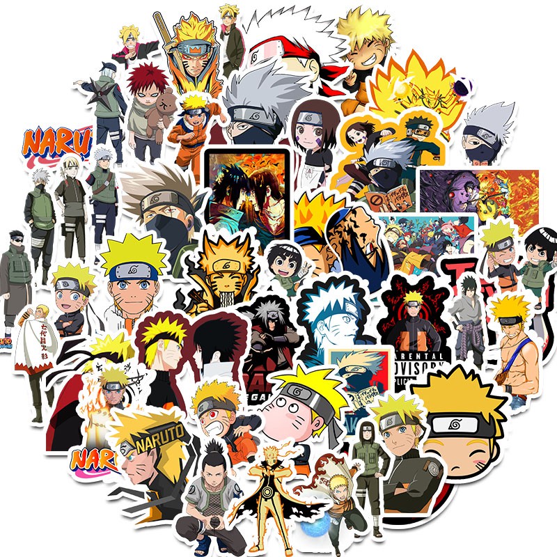 Set 50 Miếng Dán Trang Trí Hình Nhân Vật Trong Phim Hoạt Hình Naruto
