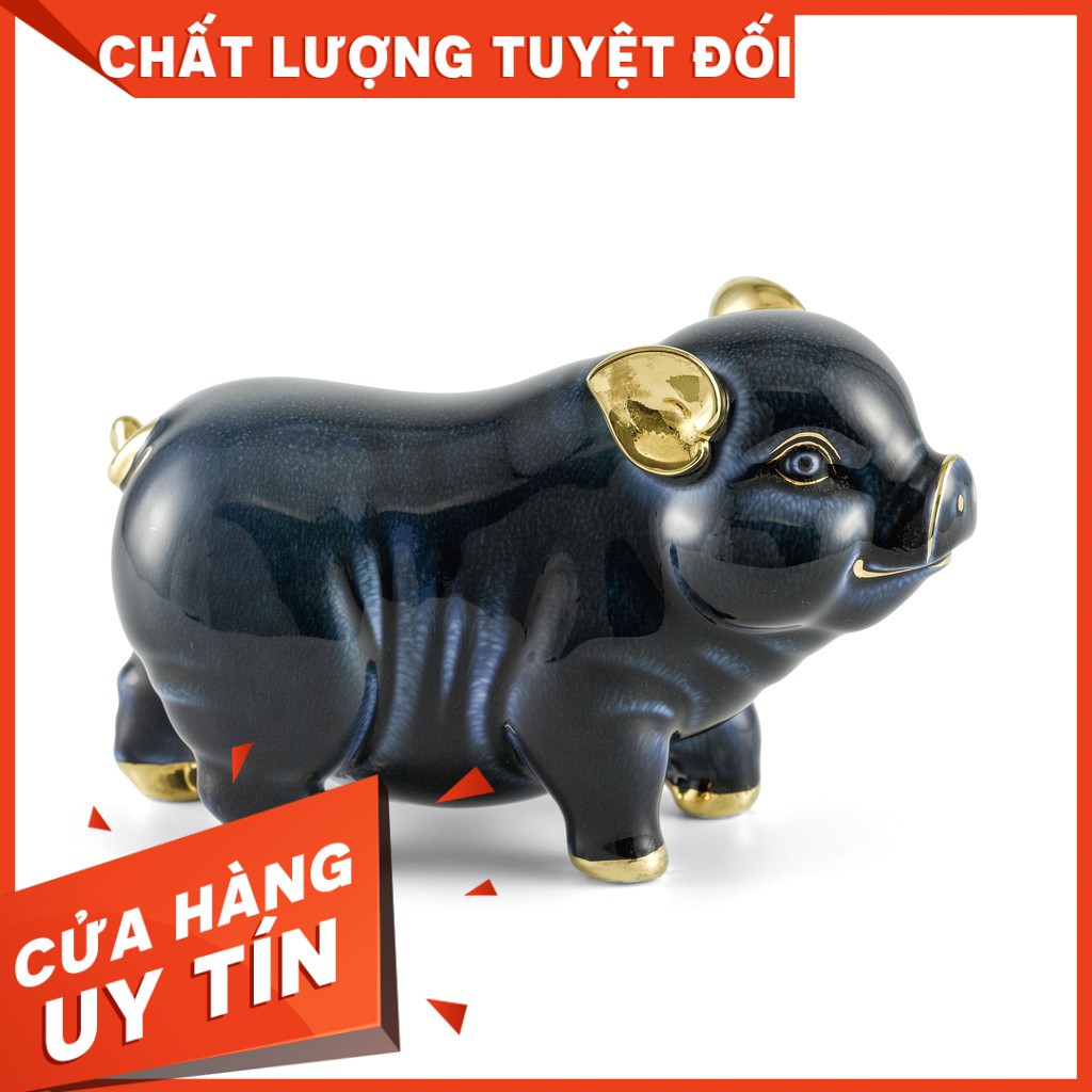 Heo Tài Lộc 9 cm - Màu đen Trang trí 24k - Gốm sứ cao cấp Minh Long 1