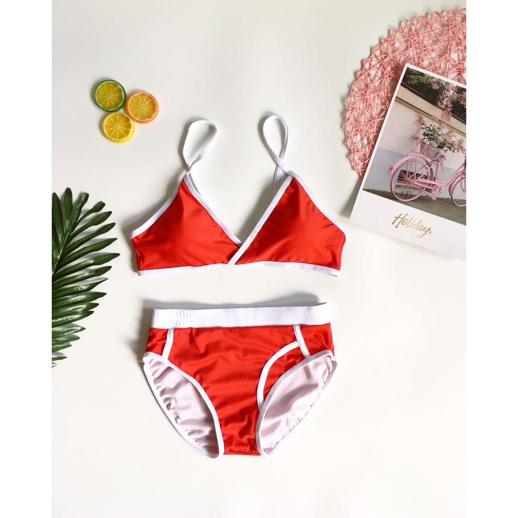 Bikini đắp chéo viền trắng (6 màu)