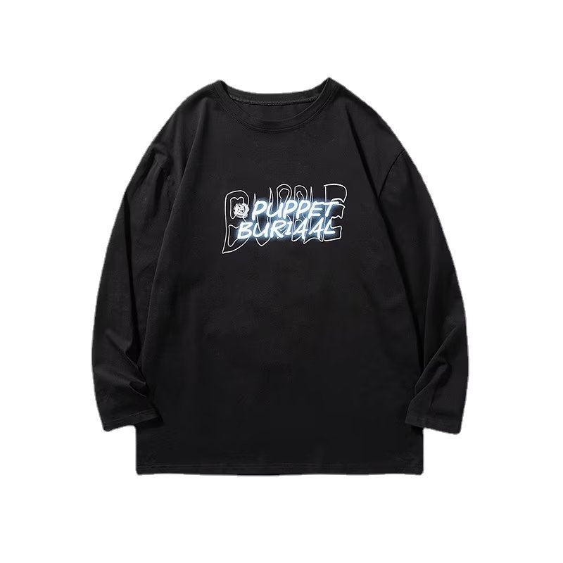 Áo Thun Tay Dài Cổ Tròn Dáng Rộng In Họa Tiết Hoạt Hình Phong Cách Hip Hop Hàn Quốc Thời Trang Cho Nam Và Nữ size M-5XL