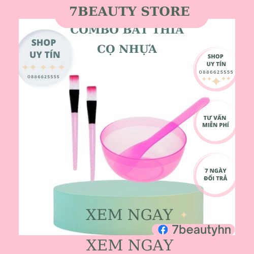 Combo Bát,Thìa Kèm Cọ Nhựa Dùng Trộn Mặt Nạ Trong Spa Thẫm Mỹ Viện