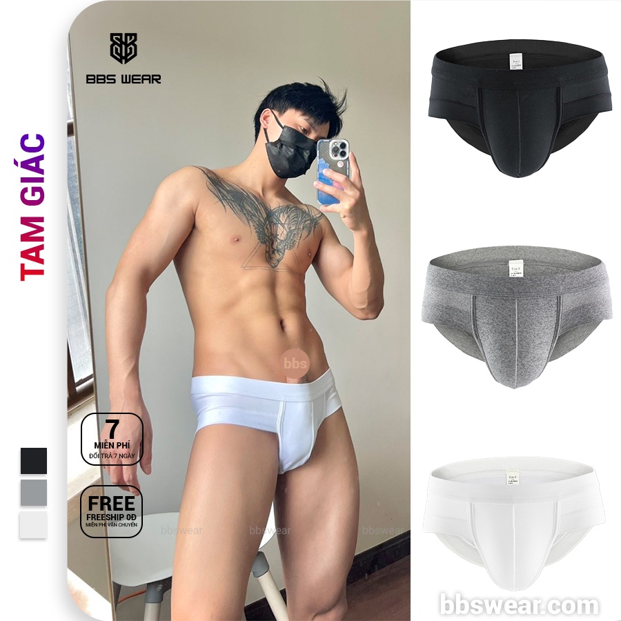 Bộ 3 Quần lót tam giác nam BBS WEAR Cellulose Kháng Khuẩn Thoáng Khí Cao Cấp BR03 ( Đen , Xám , Trắng )